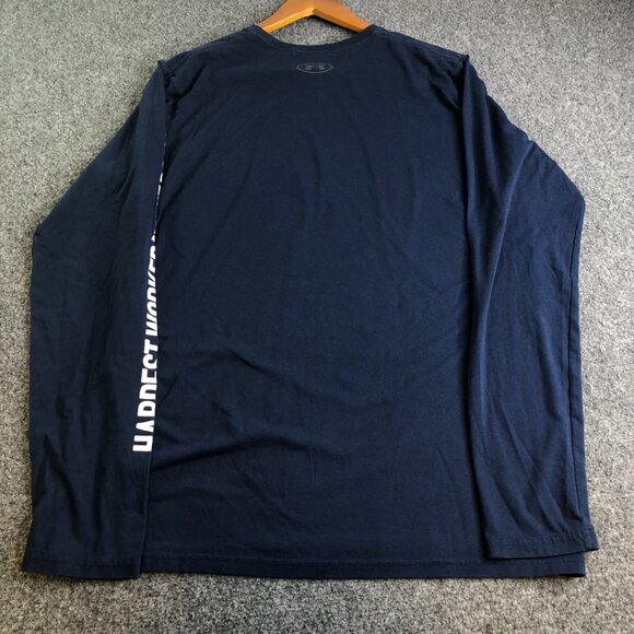 Under Armour Project Rock Shirt Mens Medium Blue Hardest Worker in the Room Gym - Picture 8 of 10